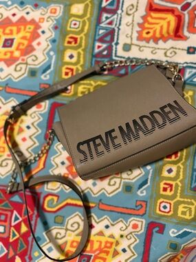 Steve Madden Taupe Crossbody with Black Logo